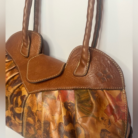 Patricia Nash Lione Heritage Multi Color Floral Print Large Leather Shoulder Bag - Picture 3 of 14